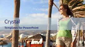  Presentation with america - PPT layouts featuring travel america - tenerife famous dragon tree dracaena background and a sky blue colored foreground