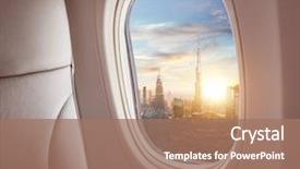  Presentation with dubai - Amazing PPT theme having travel and air transportation backdrop and a coral colored foreground