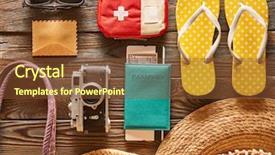  Presentation with flat - Slides having travel and beach items flat background and a tawny brown colored foreground