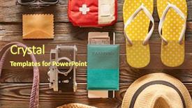  Presentation with flat - Beautiful presentation theme featuring travel and beach items flat backdrop and a tawny brown colored foreground