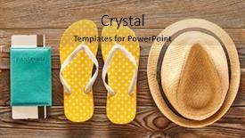  Presentation with flat lay of female sport - Slides enhanced with travel and beach items flat background and a coral colored foreground