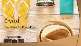  Presentation with flat lay of female sport - Cool new presentation theme with travel and beach items flat backdrop and a  colored foreground