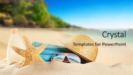  Presentation with tropical holiday - PPT theme featuring travel and beach vacation free background and a lemonade colored foreground