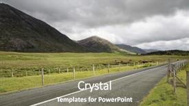  Presentation with asphalt - PPT theme enhanced with travel and countryside concept - asphalt road at connemara in ireland background and a violet colored foreground