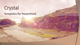  Presentation with ireland - Audience pleasing theme consisting of travel and countryside concept - asphalt road at connemara in ireland backdrop and a lemonade colored foreground