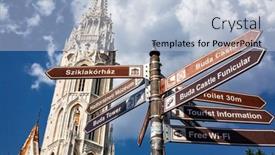  Presentation with european church - Presentation theme enhanced with travel-and-european-tourism-concept background and a light blue colored foreground