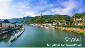  Presentation with rv travel rv camper - Beautiful PPT theme featuring travel-and-landmarks-of-germany backdrop and a ocean colored foreground