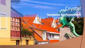  Presentation with dragon - Presentation design with beautiful ljubljana with famos dragon background and a light blue colored foreground