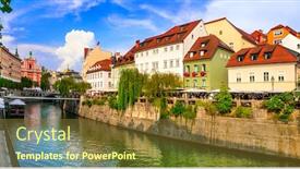  Presentation with canals - Presentation having travel-and-landmarks-of-slovenia background and a tawny brown colored foreground