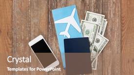  Presentation with passport travel - Amazing PPT theme having travel and objects concept - air backdrop and a coral colored foreground