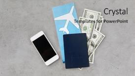 Presentation with passport travel - Slides enhanced with travel and objects concept - air background and a light gray colored foreground
