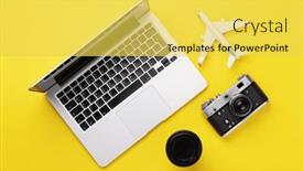  Presentation with online travel - Presentation theme featuring travel-and-online-booking-concept background and a yellow colored foreground