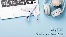  Presentation with online travel - PPT theme enhanced with travel-and-online-booking-concept background and a sky blue colored foreground