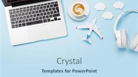  Presentation with online travel - PPT theme featuring travel-and-online-booking-concept background and a sky blue colored foreground