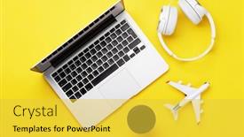  Presentation with online travel - Presentation theme having travel-and-online-booking-concept background and a yellow colored foreground