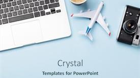  Presentation with online travel - Slides enhanced with travel-and-online-booking-concept background and a sky blue colored foreground