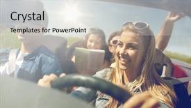  Presentation with road trip - Presentation theme featuring travel and people concept - happy background and a light gray colored foreground