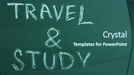  Presentation with study abroad - Colorful presentation design enhanced with travel and study education abroad backdrop and a ocean colored foreground