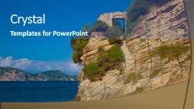  Presentation with greece blue - PPT theme consisting of travel and touristic concept - blue caves on zakynthos island greece background and a ocean colored foreground