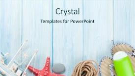  Presentation with space travel - Amazing slides having travel and vacation background with items over wooden table top view with copy space backdrop and a sky blue colored foreground