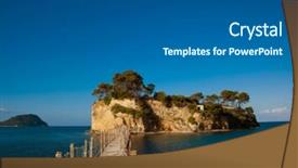  Presentation with zakynthos - Slide deck with travel and vacation concept - zakynthos a bridge to the island background and a gray colored foreground