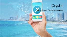  Presentation with smartphone - Amazing theme having travel apps concept elderly man backdrop and a light blue colored foreground