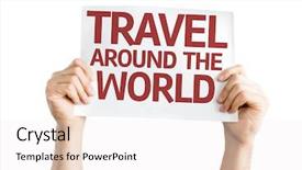  Presentation with world travel - PPT theme with travel around the world card background and a sky blue colored foreground