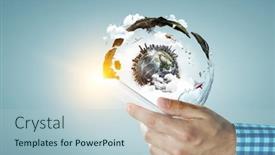  Presentation with world travel - Slides with travel-around-the-world-mixed background and a light blue colored foreground