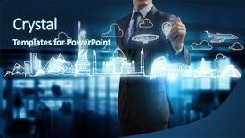  Presentation with world travel - Amazing PPT layouts having travel around the world mixed backdrop and a ocean colored foreground