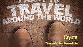  Presentation with world travel - PPT theme enhanced with travel around the world background and a tawny brown colored foreground