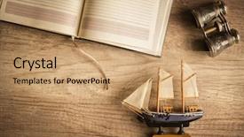  Presentation with compass map - Presentation theme with travel arrangement - wooden table with antique travelling background and a coral colored foreground