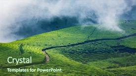  Presentation with green travel - Audience pleasing presentation design consisting of travel background - green tea plantation backdrop and a tawny brown colored foreground