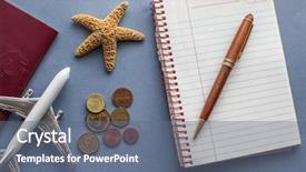  Presentation with travel diary - Audience pleasing theme consisting of travel background concept with airplane backdrop and a gray colored foreground