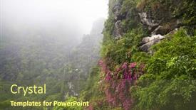  Presentation with travel - Presentation theme featuring travel background - luxuriant vegetation background and a tawny brown colored foreground