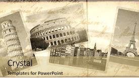  Presentation with vacation album - Presentation having travel background with retro photo background and a yellow colored foreground