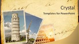  Presentation with vacation album - Beautiful PPT theme featuring travel background with retro photo backdrop and a blonde colored foreground