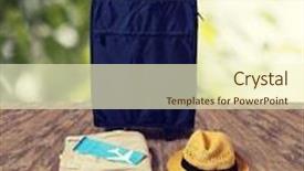  Presentation with personal - Beautiful slide set featuring travel bag and personal stuff for vacation backdrop and a cream colored foreground