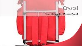  Presentation with equipment - Amazing presentation theme having travel-bag-with-mountaineering-equipment backdrop and a sky blue colored foreground