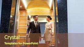  Presentation with hotel business - Audience pleasing slide deck consisting of travel bags in hotel elevator backdrop and a tawny brown colored foreground