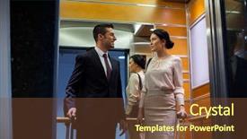  Presentation with hotel business - PPT theme featuring travel bags in hotel elevator background and a tawny brown colored foreground