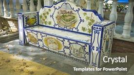  Presentation with tile - Cool new PPT theme with travel bank beautiful painted tile backdrop and a violet colored foreground