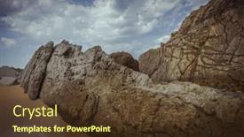  Presentation with beach rocks - PPT theme with travel-beach-with-rocks background and a tawny brown colored foreground