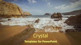  Presentation with beach rocks - Audience pleasing slides consisting of travel-beach-with-rocks backdrop and a tawny brown colored foreground