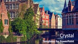  Presentation with belgium - Amazing presentation design having travel belgium medieval european city backdrop and a navy blue colored foreground