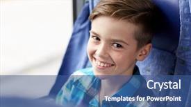  Presentation with road trip - Slide set with travel bus or train background and a ocean colored foreground