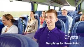  Presentation with bus train - Amazing theme having travel bus or train backdrop and a navy blue colored foreground