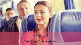  Presentation with bus train - Theme featuring travel bus or train background and a coral colored foreground