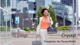  Presentation with african american business - Slide deck consisting of travel business trip people background and a light gray colored foreground