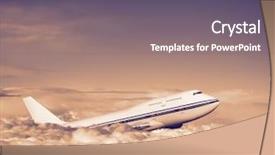  Presentation with air transport - Audience pleasing presentation theme consisting of travel by air transport flying backdrop and a violet colored foreground