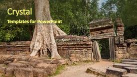  Presentation with tree roots - Cool new PPT layouts with travel cambodia concept background - ancient ruins with tree roots ta prohm temple angkor cambodia backdrop and a tawny brown colored foreground